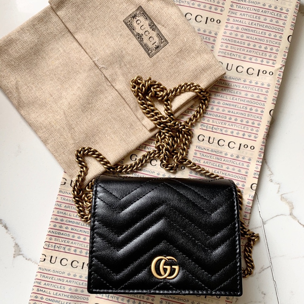 Rare - Gucci Marmont Credit Card Wallet with Chain